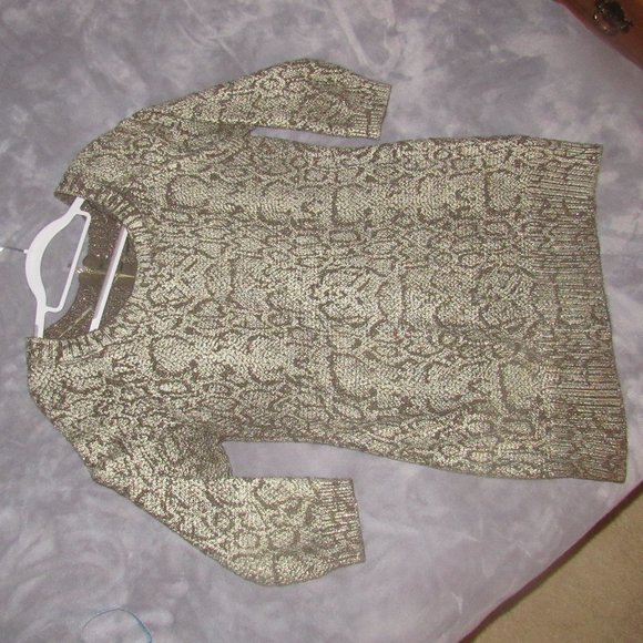 INC International Concepts Metallic Snake-Print Tunic Sweater ~ Size L - Picture 11 of 13